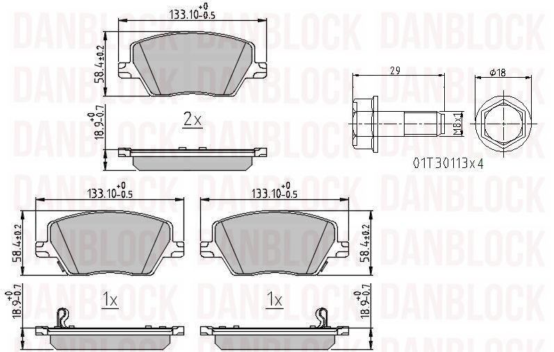 Kit de plaquettes de frein, frein à disque DANBLOCK DB 511325