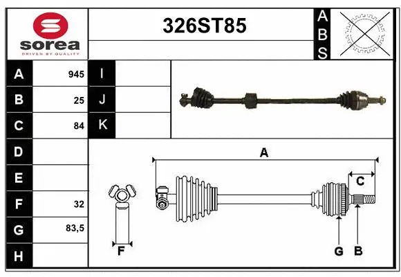 Arbre de transmission STARTCAR 326ST85