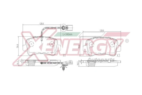 Kit de plaquettes de frein, frein à disque AP XENERGY X41088