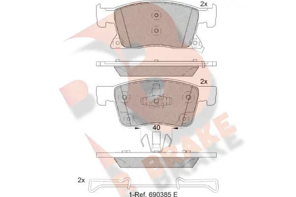 Kit de plaquettes de frein, frein à disque R BRAKE RB2245