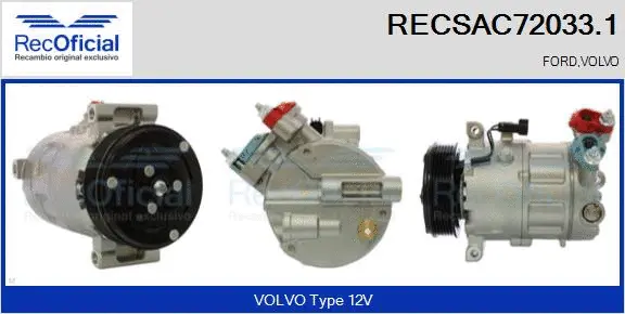 Compresseur, climatisation RECOFICIAL RECSAC72033.1