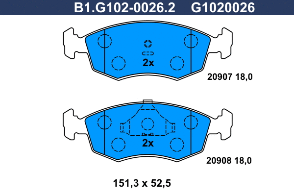 Kit de plaquettes de frein, frein à disque GALFER B1.G102-0026.2