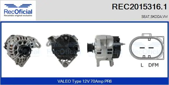 Alternateur RECOFICIAL REC2015316.1