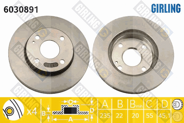 Disque de frein GIRLING 6030891