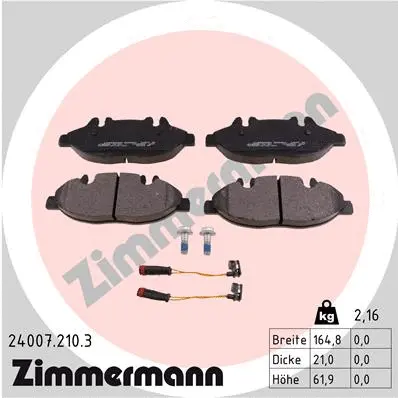 Kit de plaquettes de frein, frein à disque ZIMMERMANN 24007.210.3