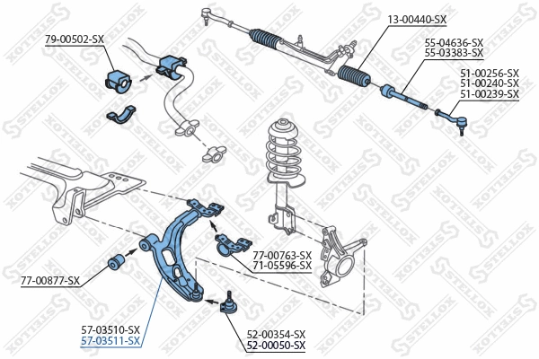 Bras de liaison, suspension de roue STELLOX 57-03511-SX