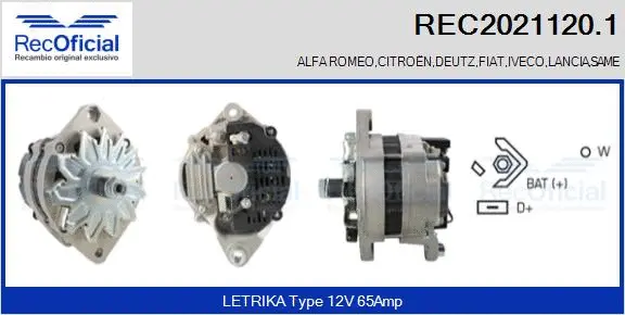 Alternateur RECOFICIAL REC2021120.1