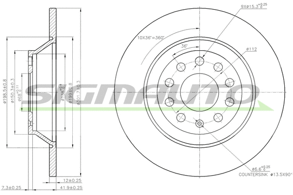 Disque de frein SIGMAUTO DBB307S