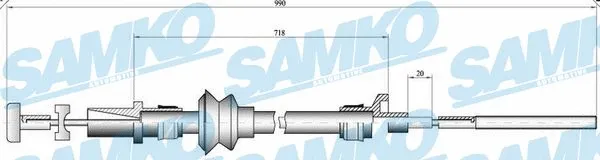 Tirette à câble, commande d'embrayage SAMKO C0221C