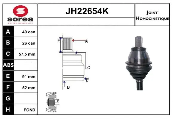 Jeu de joints, arbre de transmission SNRA JH22654K