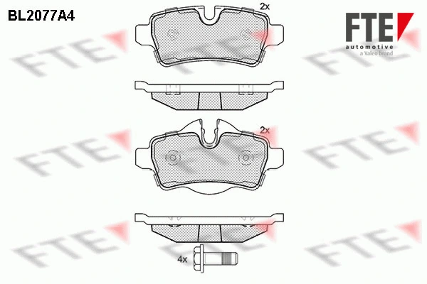 Kit de plaquettes de frein, frein à disque FTE 9010661