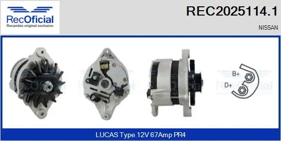 Alternateur RECOFICIAL REC2025114.1