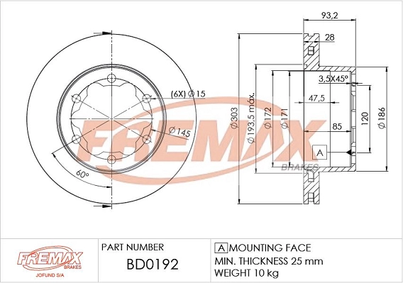 Disque de frein FREMAX BD-0192