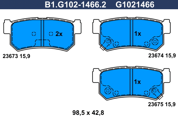 Kit de plaquettes de frein, frein à disque GALFER B1.G102-1466.2