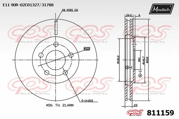Disque de frein MAXTECH 811159