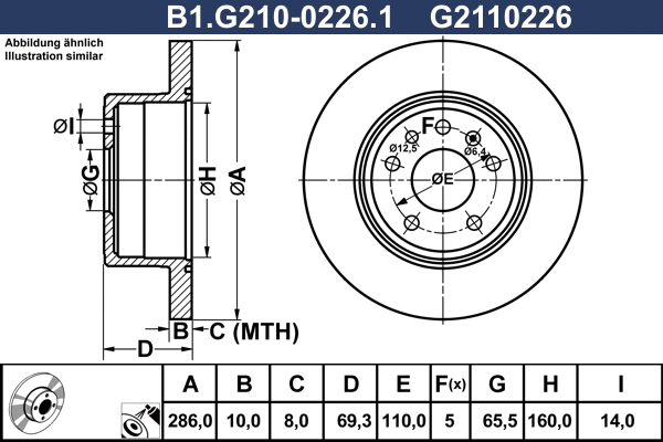 Disque de frein GALFER B1.G210-0226.1