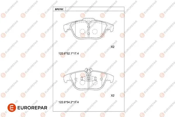 Kit de plaquettes de frein, frein à disque EUROREPAR 1681221780