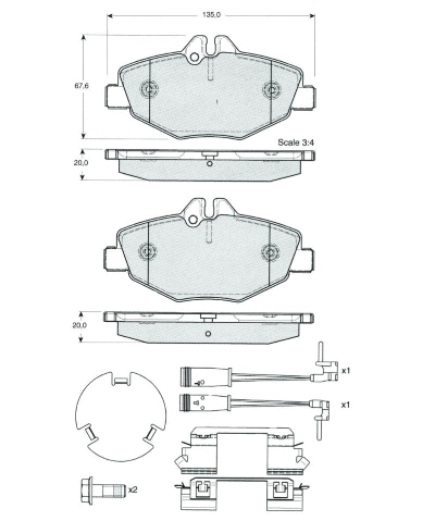Kit de plaquettes de frein, frein à disque MTR MT461