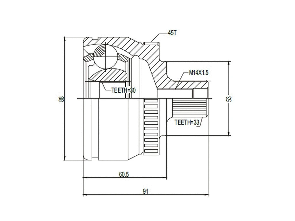 Jeu de joints, arbre de transmission A.Z. Meisterteile AZMT-43-030-1023