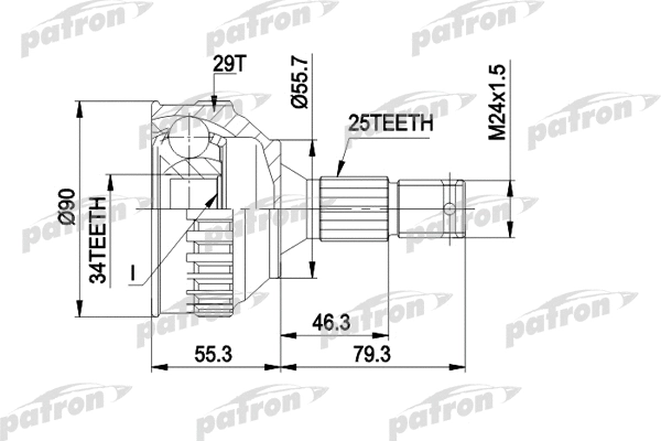 Jeu de joints, arbre de transmission PATRON PCV1282