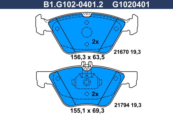 Kit de plaquettes de frein, frein à disque GALFER B1.G102-0401.2