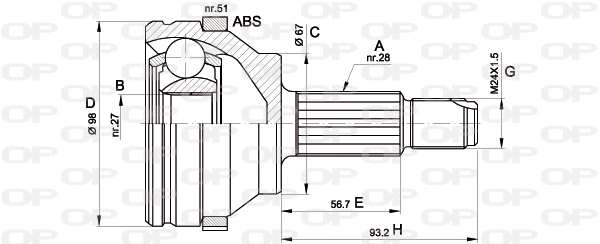 Jeu de joints, arbre de transmission OPEN PARTS CVJ5358.10