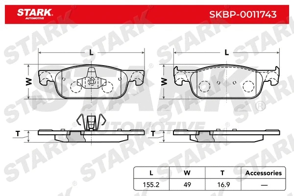 Kit de plaquettes de frein, frein à disque Stark SKBP-0011743