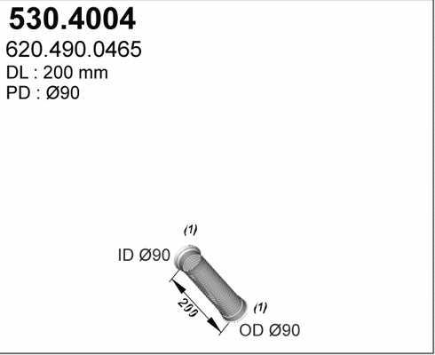 Tuyau flexible, échappement ASSO 530.4004