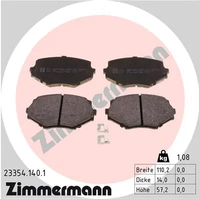 Kit de plaquettes de frein, frein à disque ZIMMERMANN 23354.140.1