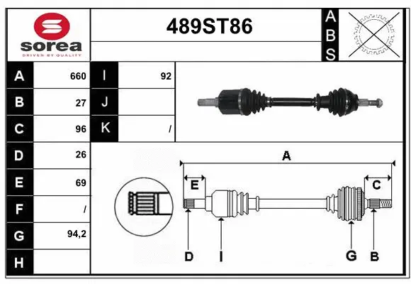 Arbre de transmission STARTCAR 489ST86