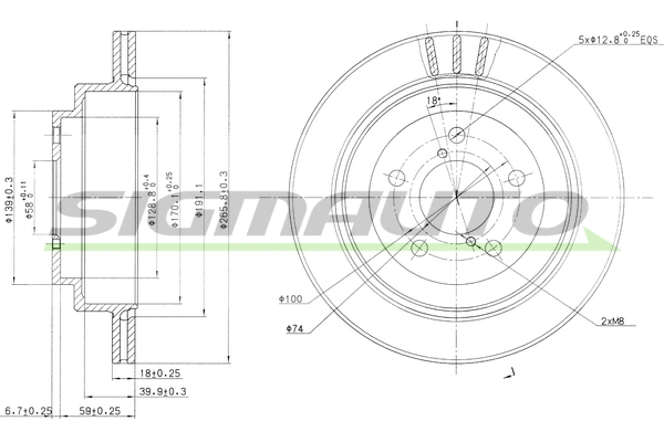 Disque de frein SIGMAUTO DBA680V
