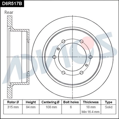 Disque de frein ADVICS D6R517B