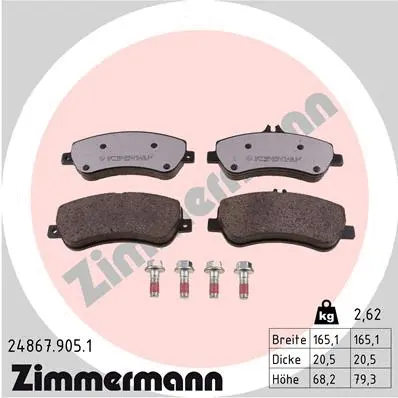 Kit de plaquettes de frein, frein à disque ZIMMERMANN 24867.905.1