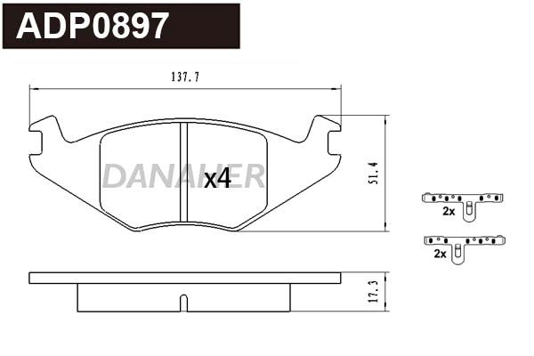Kit de plaquettes de frein, frein à disque DANAHER ADP0897