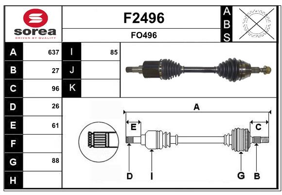 Arbre de transmission SNRA F2496