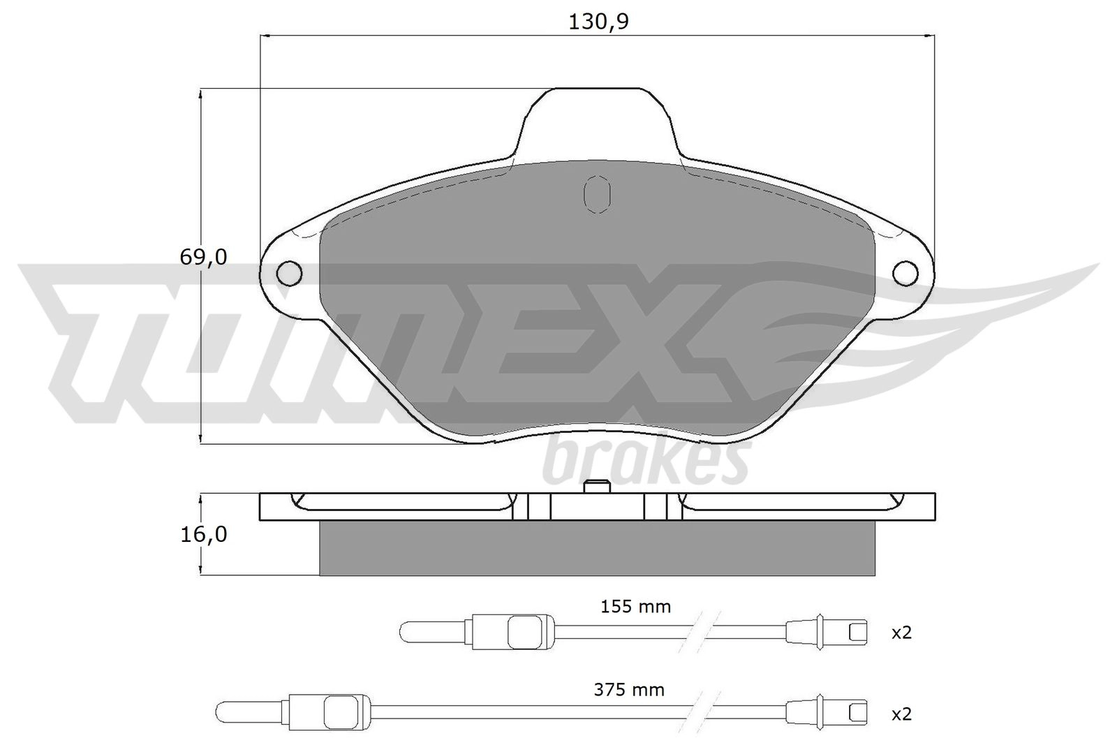 Kit de plaquettes de frein, frein à disque TOMEX Brakes TX 11-89