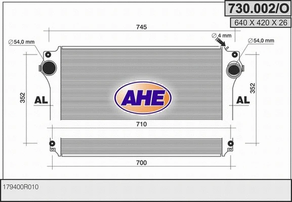 Refroidisseur d'air de suralimentation AHE 730.002/O