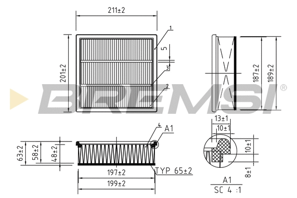 Filtre à air BREMSI FA0562