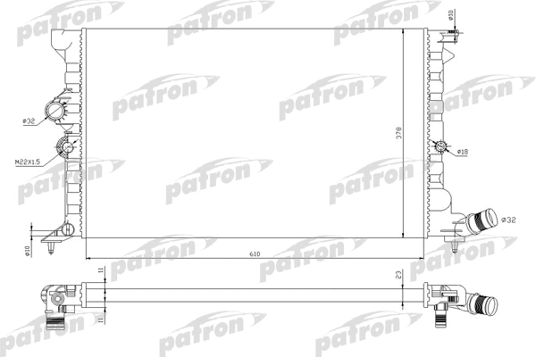 Radiateur, refroidissement du moteur PATRON PRS3040