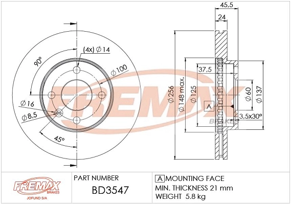 Disque de frein FREMAX BD-3547