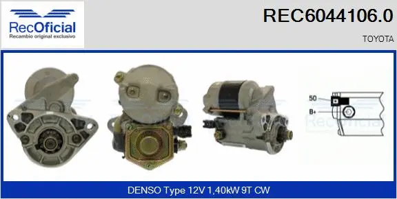 Démarreur RECOFICIAL REC6044106.0