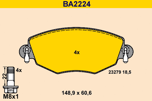 Kit de plaquettes de frein, frein à disque BARUM BA2224