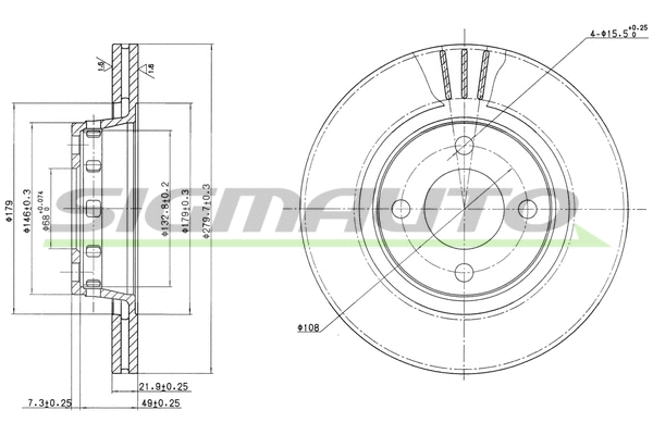 Disque de frein SIGMAUTO DBA517V