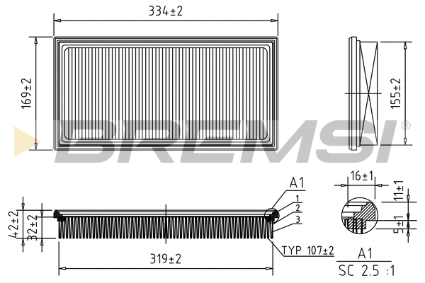 Filtre à air BREMSI FA1678