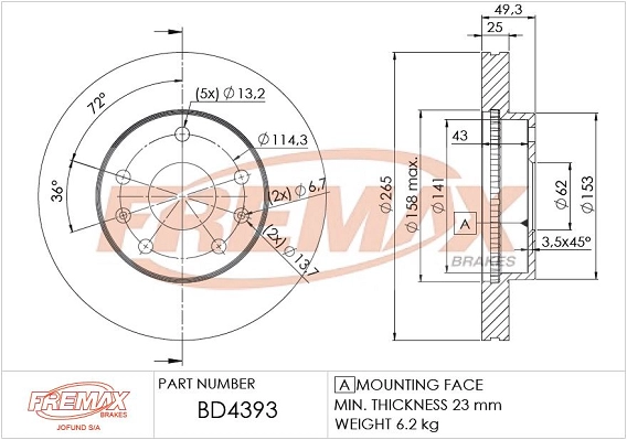 Disque de frein FREMAX BD-4393
