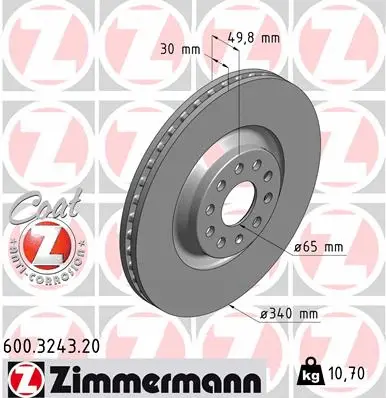 Disque de frein ZIMMERMANN 600.3243.20