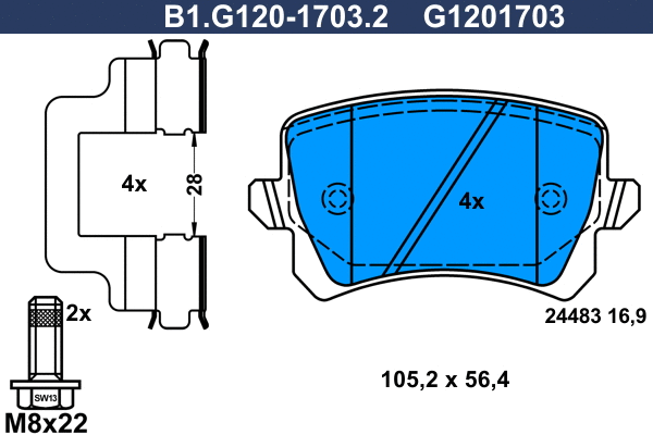 Kit de plaquettes de frein, frein à disque GALFER B1.G120-1703.2