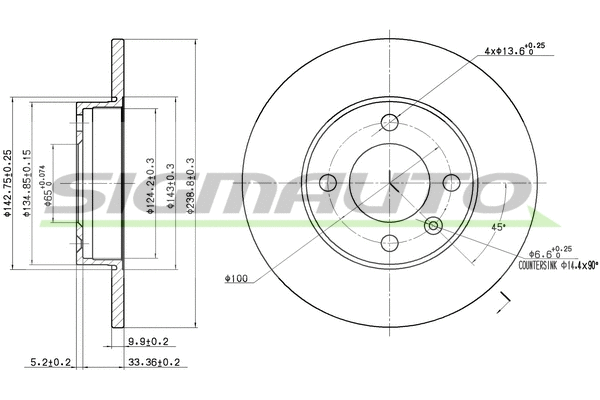Disque de frein SIGMAUTO DBA042S