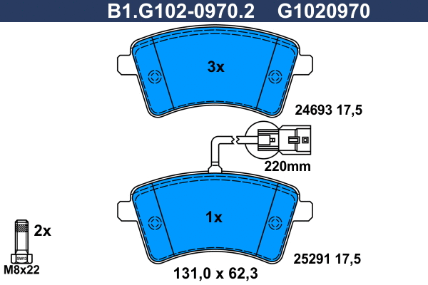 Kit de plaquettes de frein, frein à disque GALFER B1.G102-0970.2