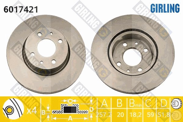 Disque de frein GIRLING 6017421